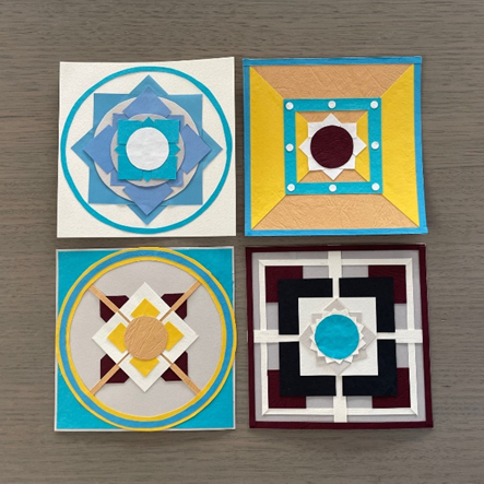 Pictures of mandalas made of cardboard