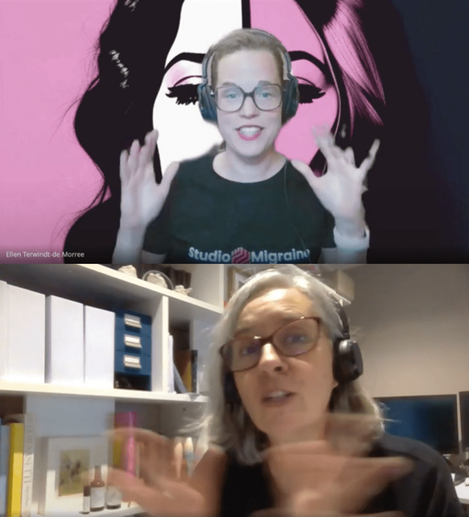 photo of screens from podcast interview