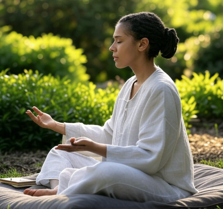 I generated image of a lady meditating