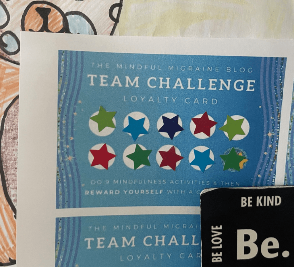 picture of my team challenge progress with one card complete