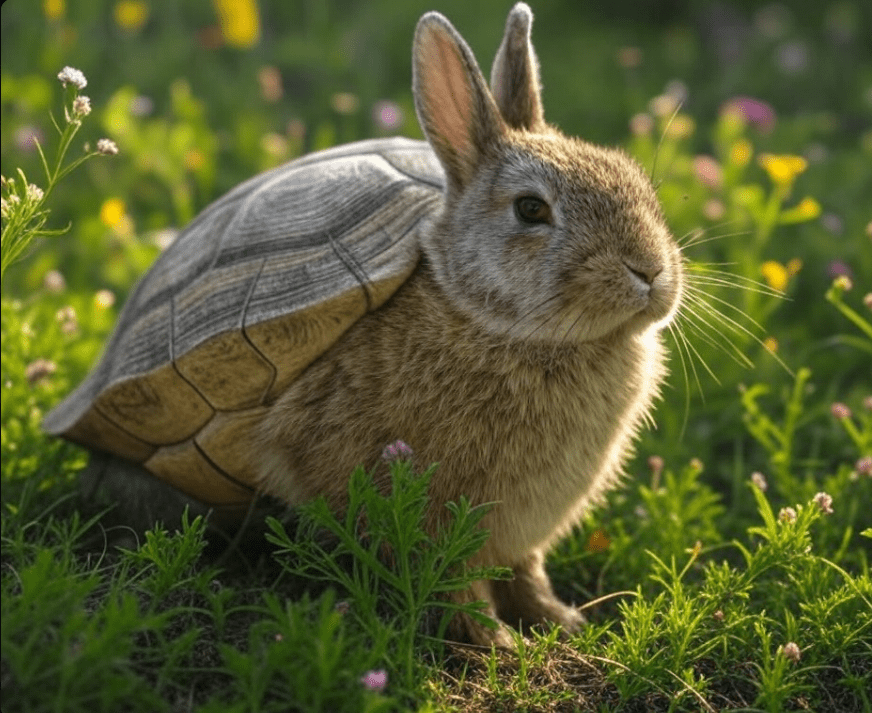 a picture of a rabbit-turtle