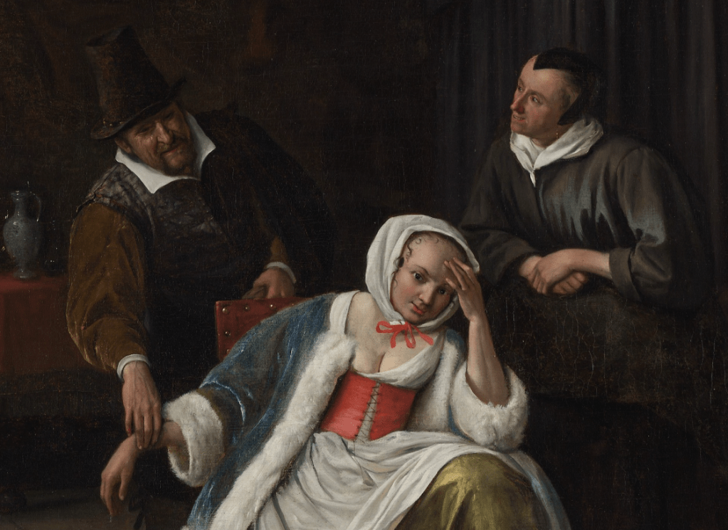 closeup of one of the images where the lady seems to be smirking