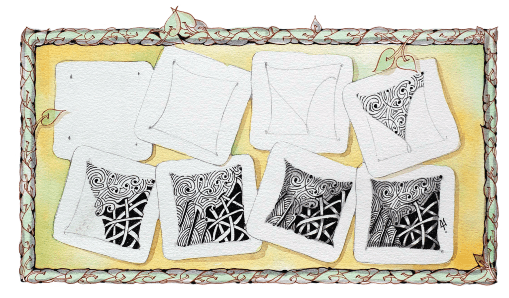 The Zentangle process demonstrated in 8 images