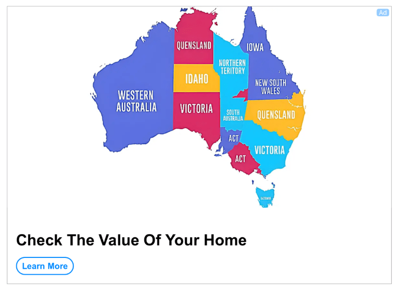 a map of Australia which is mislabeled