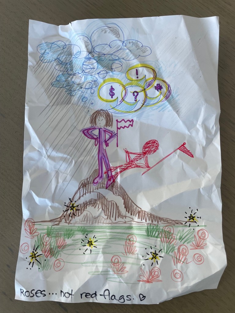 a scrunched up sketch which is described in detail in the text to follow